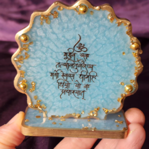 Personalised Gayatri Mantra baby shower keepsake handcrafted for return favours and celebrations