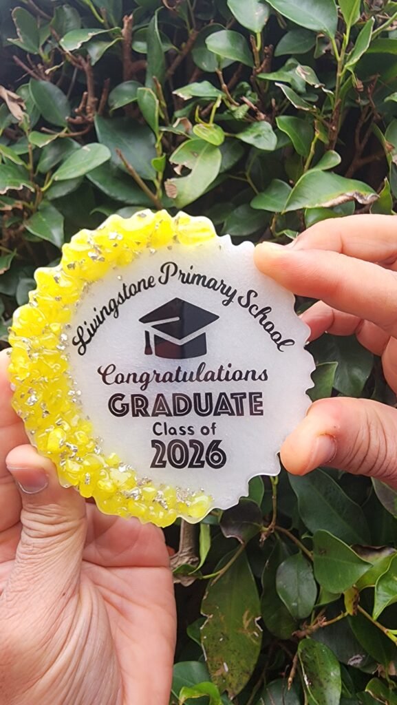 Personalised resin fridge magnet graduation keepsake gift for school and university graduates